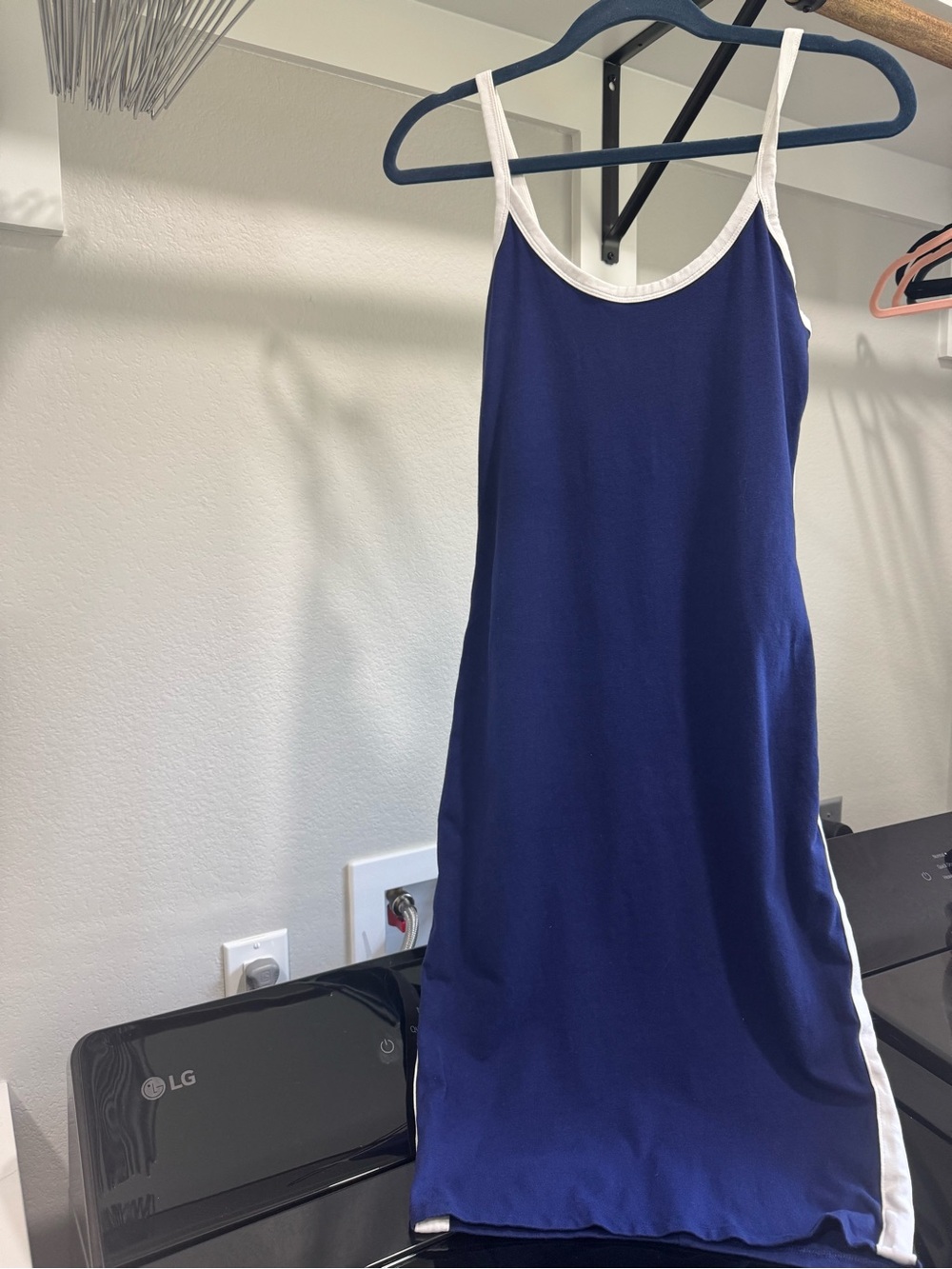 Express Navy Blue Slip Dress with White Trim